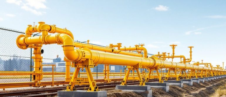 Надземный газопровод на опорах