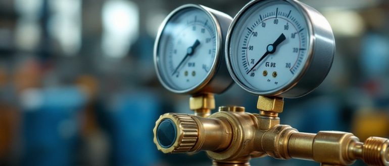 Редуктор с манометрами на газовом баллоне