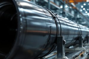 Стальная труба с заводской полиэтиленовой изоляцией на производственной площадке