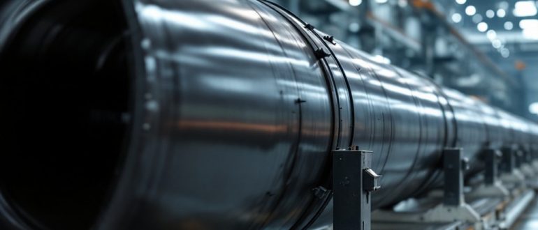 Стальная труба с заводской полиэтиленовой изоляцией на производственной площадке