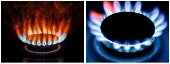 Газ на плите горит оранжевым, красным или желтым цветом - основные причины