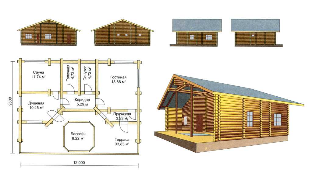 Проект каркасного дома с баней под одной крышей