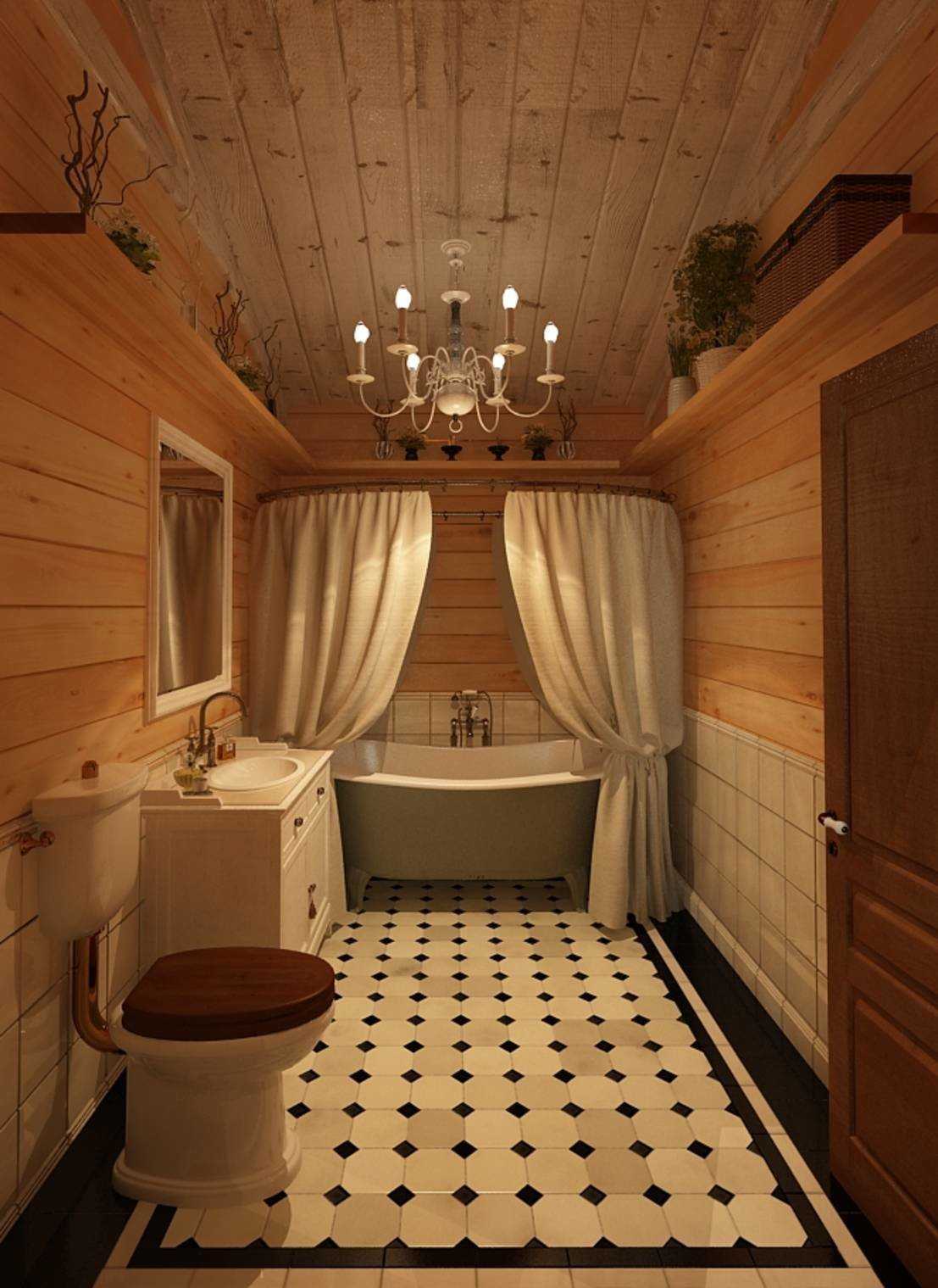 Ванная комната в деревянном доме – как сделать, чем отделать? (видео)